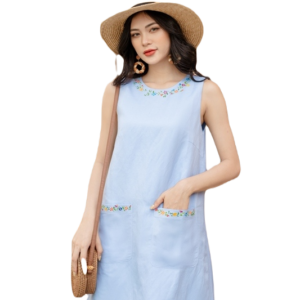 VANIA - Đầm linen 2 túi D20049