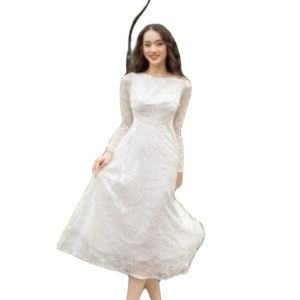VANIA - Đầm ren trắng tay dài xòe D2226