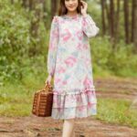 VANIA – Đầm suông nhún 2 bèo tay dài D2204