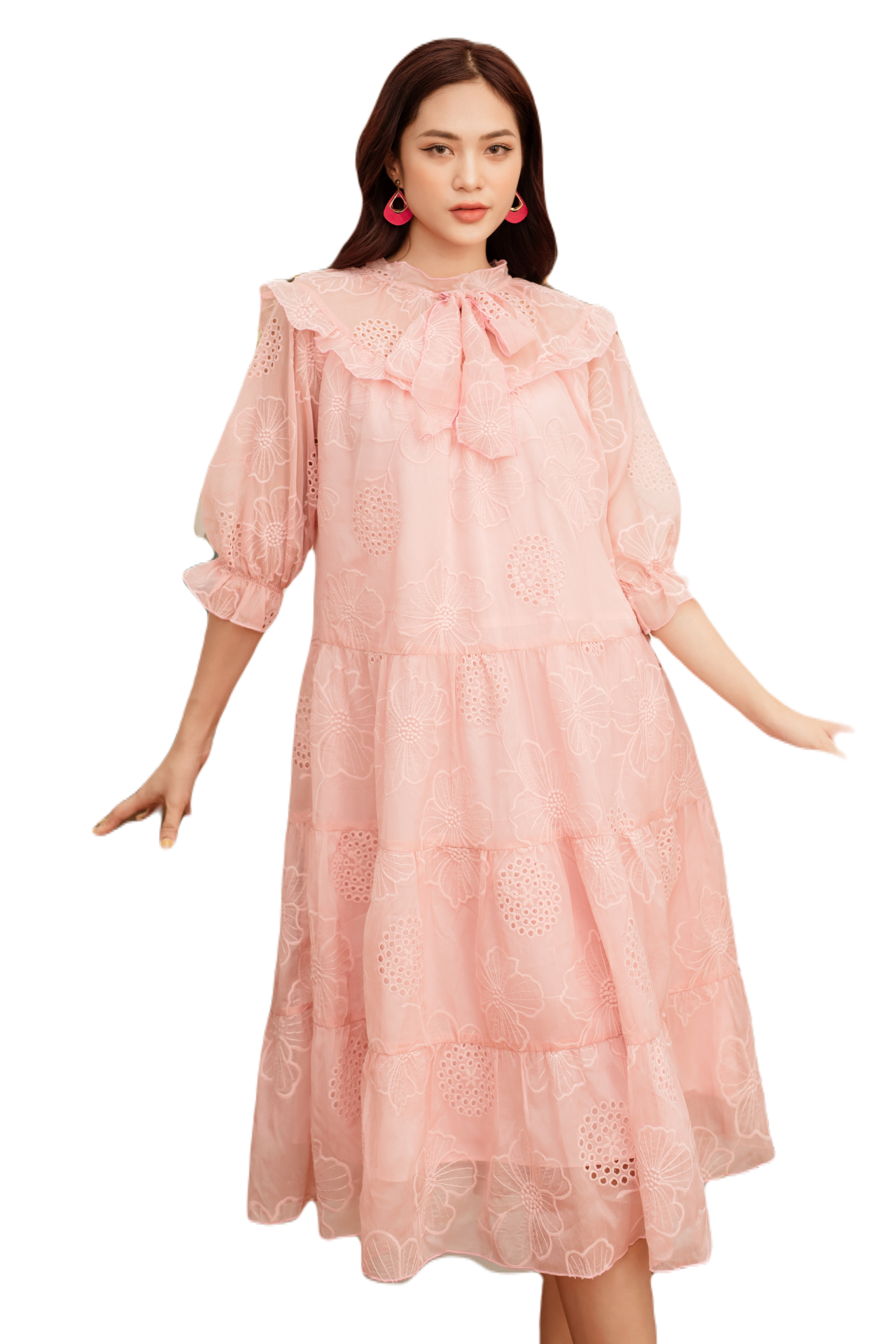 VANIA – Đầm voan cột nơ cổ 2 tầng D2210