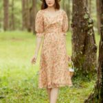 VANIA – Đầm voan cổ vuông phối ren thun sau D2203