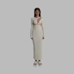 Váy body dài tay chất thun gân ONONMADE White Glaucium Dress