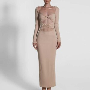 Váy body tay dài chất thun gân ONONMADE Yee Dress màu cream