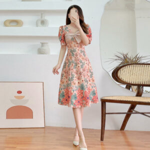Váy dự tiệc đính hoa nơ ngực chân bồng Farley Dress Váy hoa nơ ngực hàng thiết kế chính hãng Giian - V2439
