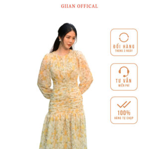 Váy hoa nhí đuôi cá thiết kế chính hãng GIIAN, đầm hoa nhún eo che bụng dáng dài - V2433