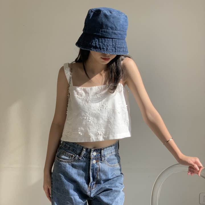 áo hai dây thêu hoa ngực cột nơ TKA333 LOLLIE STUDIO