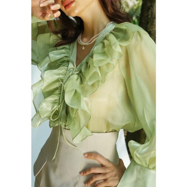 áo kiểu nữ tay dài thắt nơ gina shirt - darling.ism