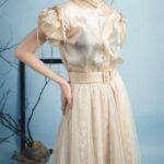 Áo kiêu tay phồng thắt ruy băng nơ gài nút vải voan-Nguyen.atelier