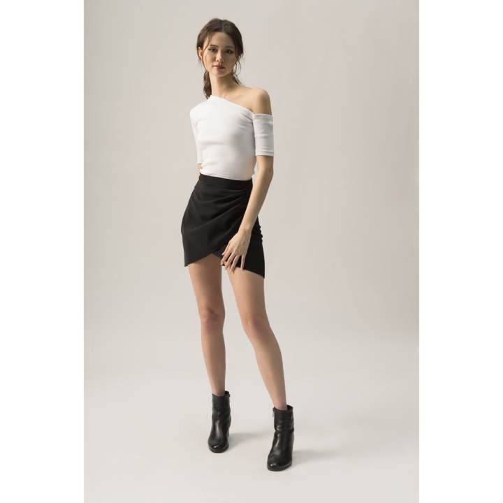 Áo lệch vai – áo thun gân – CATA TOP, SOLID