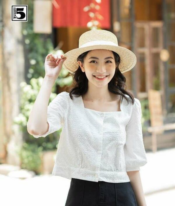 Áo sơ mi nữ cổ vuông TWENTYFIVE N129