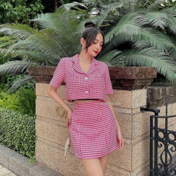 Áo sơ mi Wonderhouse cổ Vest tay ngắn croptop vải 2 lớp đi làm, dạo phố sang chảnh, nữ tính - Lita shirt