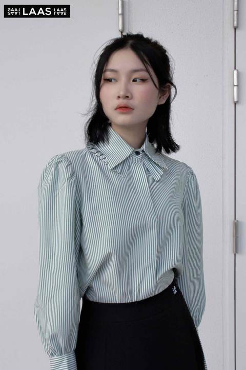ÁO SOMI TAY PHỒNG SỌC XANH