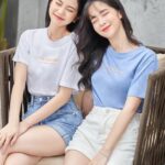 Áo thun phông nữ cổ tròn, ngắn tay, in chữ, chất cotton mềm TWENTYFIVE 3770