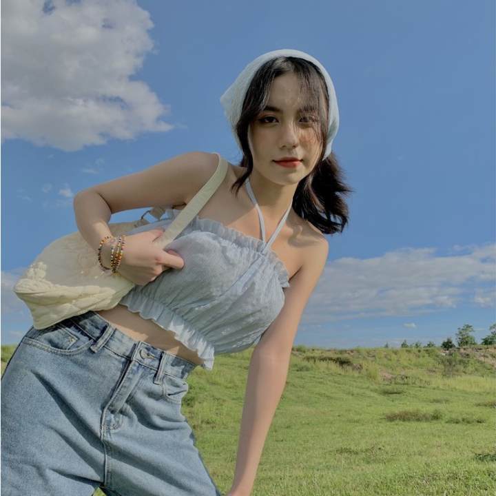 Áo yếm vải nhún kèm turban TKA281 LOLLIE STUDIO
