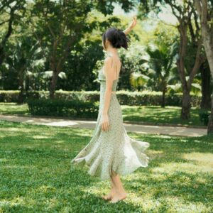 BLOOMING MIDI DRESS ver 4 - váy hoa nhí xoắn ngực - SOLID