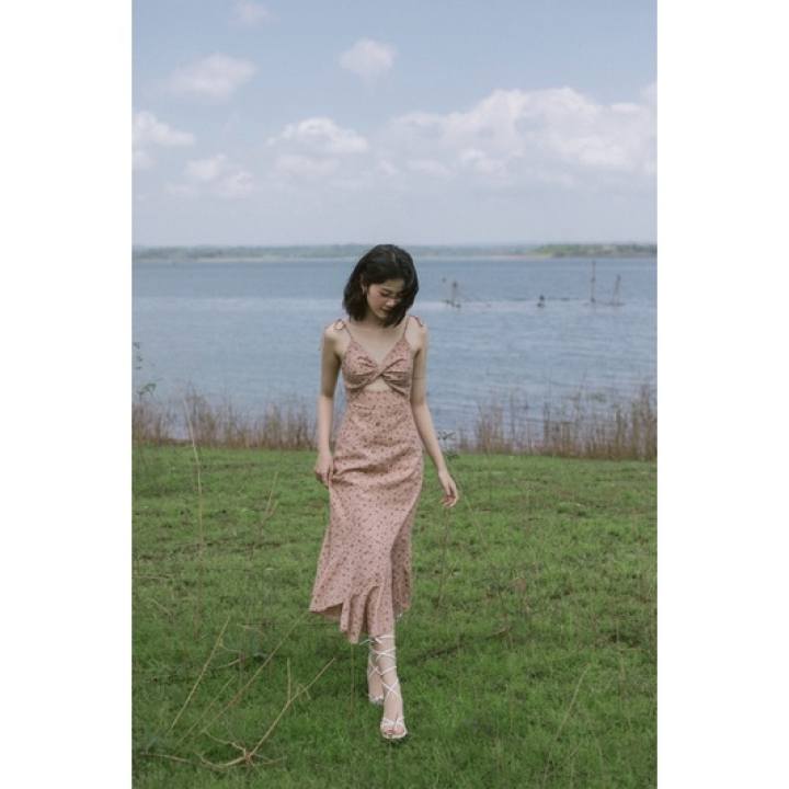 BLOOMING MIDI DRESS ver 5 – Váy dây hoa nhí xoắn ngực – SOLID