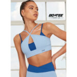 Bo+Tee – Set bra 2 dây cổ yếm đồ tập gym, yoga, dance cao cấp và quần legging cạp cao chéo eo