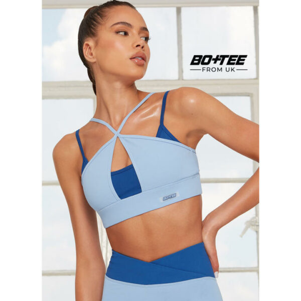 Bo+Tee - Set bra 2 dây cổ yếm đồ tập gym, yoga, dance cao cấp và quần legging cạp cao chéo eo