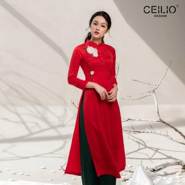 CEILIO_ÁO DÀI HOA HỒNG LEO [BTS-Chớm Thu]