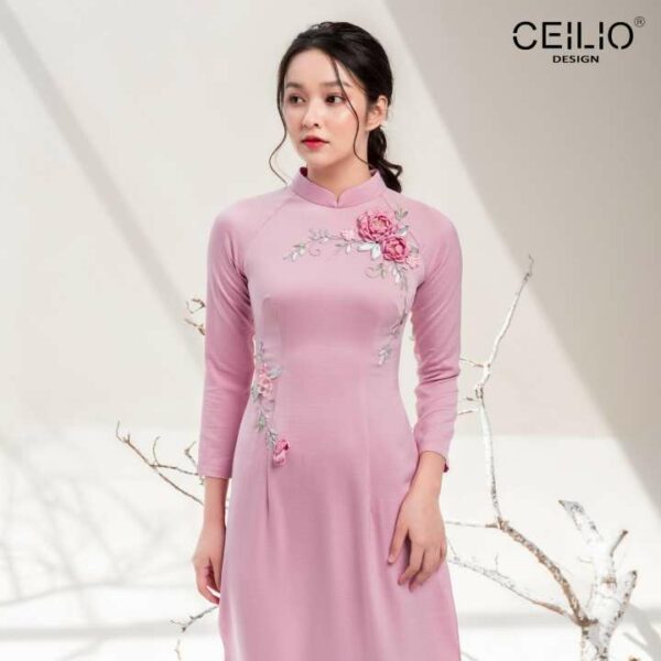CEILIO_ÁO DÀI HOA HỒNG LEO [BTS-Chớm Thu]