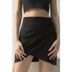 Chân váy vạt chéo xếp nhún – LUCY MINI SKIRT, SOLID
