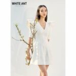 Đầm Dáng Chữ A Nữ WHITE ANT KEELIN SABRINA DRESS Cổ V Với Phần Tay Cánh Bướm Cách Điệu, Kèm Đai Eo Tôn Dáng 120400162