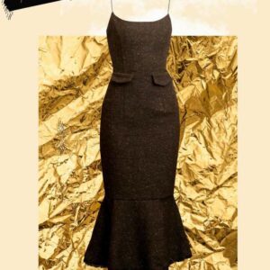 Đầm đi tiệc hai dây vải tweed - NGUYEN.atelier