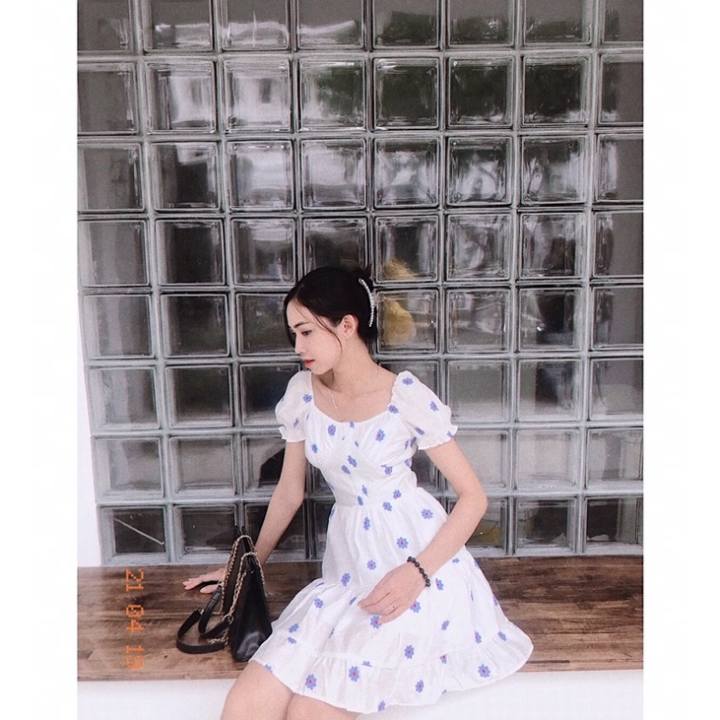 Đầm hoa cúc xanh