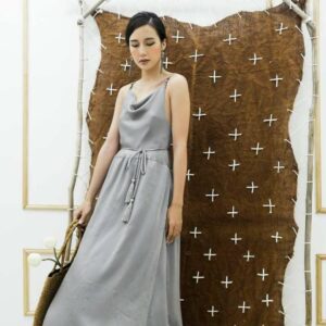 Đầm lụa 2 dây cổ thuyền- NGUYEN.atelier