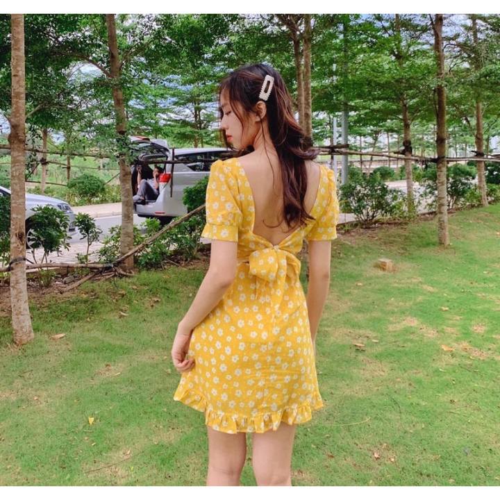 Đầm lưng trần cột nơ