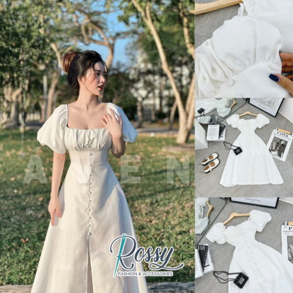 Đầm maxi dài dự tiệc tay phồng đẹp - Rossy