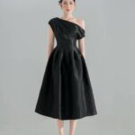 Đầm midi nữ dự tiệc, đầm lệch vai Those Studio sang trọng và quý phái dài qua gối Otis Dress