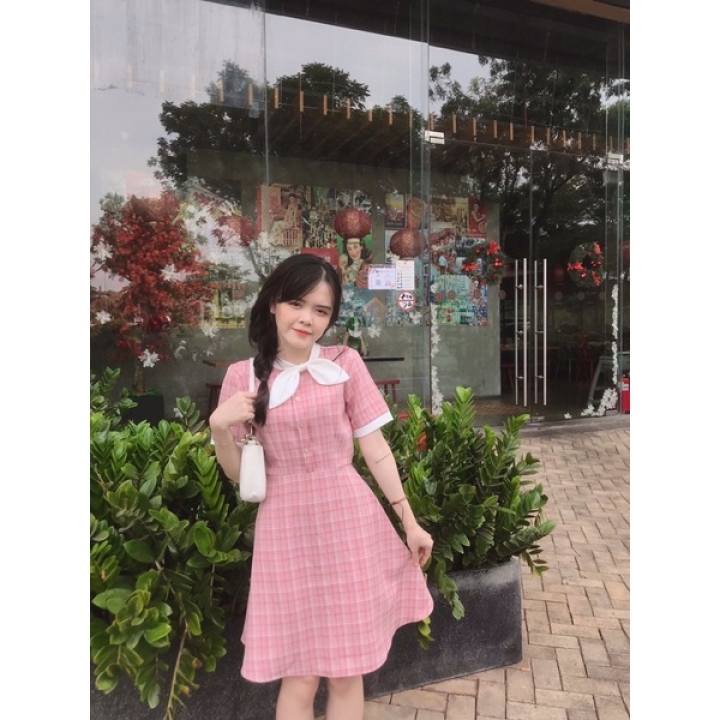Đầm nơ cổ phối màu Julie House