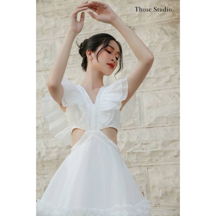 Đầm trắng đi biển,đầm bánh bèo Those Studios nhẹ nhàng, bay bổng Flora Dress