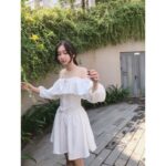 Đầm trễ vai dây điều chỉnh