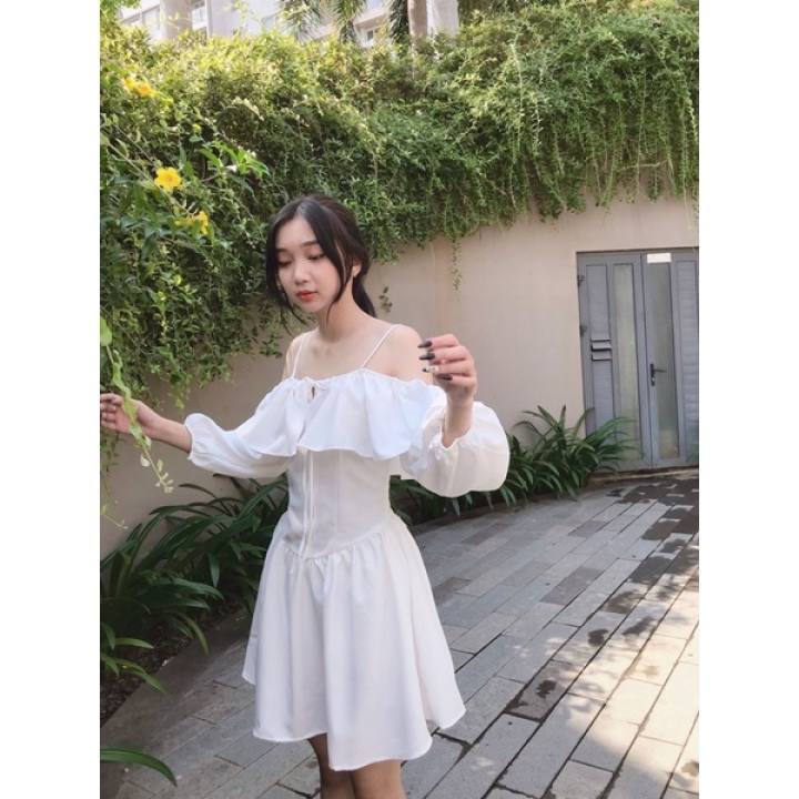 Đầm trễ vai dây điều chỉnh