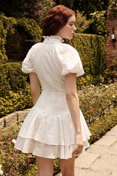 đầm xoè phối lưới chất xô cleo dress – darling.ism