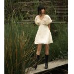 DAYDREAM DRESS IN IVORY – Váy tay phồng dáng xoè – SOLID