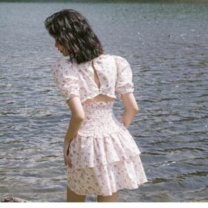 ELLA DRESS IN BLOOM ver 3 - váy bèo ren cổ vuông vải hoa _ SOLID