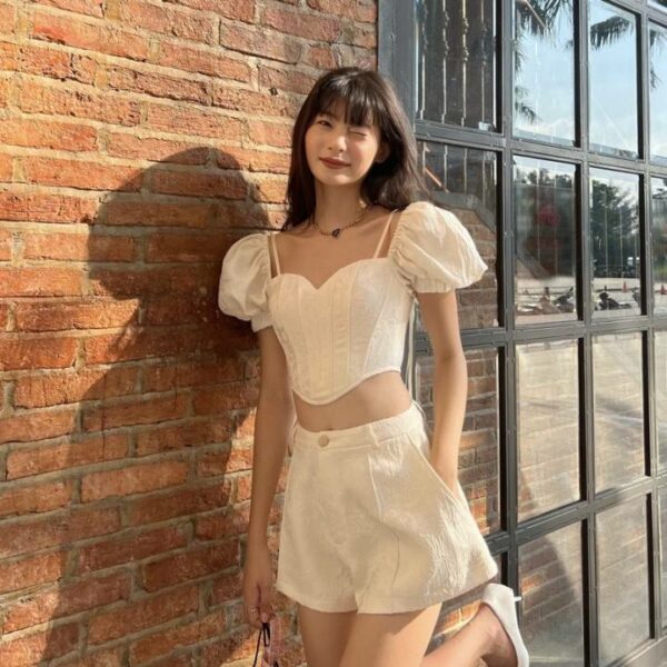 JUBIN STUDIO I Áo tay phồng chất vải gấm (Fannie Top)