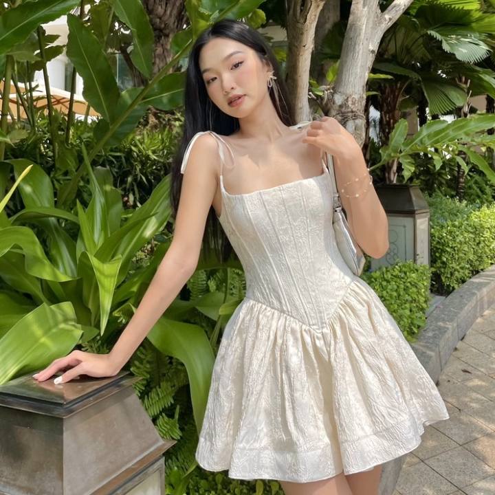 JUBIN STUDIO I Đầm vải gấm hai dây bồng bềnh (Serenity Dress)