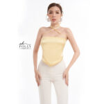 Oh Polly – Áo croptop lụa satin hở lưng, 2 dây cổ yếm hở lưng sexy quyến rũ