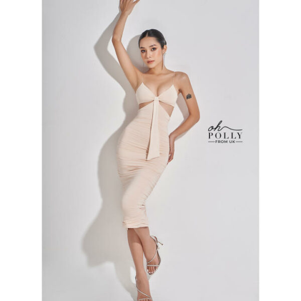 Oh Polly - Đầm dự tiệc sang trọng, dài qua gối hở lưng sexy