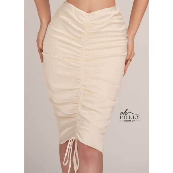 Oh Polly - Váy nữ lụa satin sang chảnh ôm dài rút dây sexy ôm body