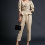 Quần baggy gài nút chất liệu linen-Nguyen.atelier