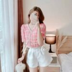 Set croptop bố kèm short hồng – Rossy Fashion