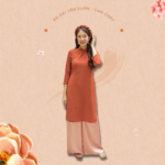 Sumire Store Áo dài Dáng xưa Yên Xuân Cam cháy