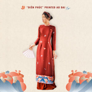Sumire Store Áo dài in Truyền thống Diên Phúc Đỏ