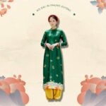 Sumire Store Áo dài in Truyền thống Phụng Dương Xanh lông công