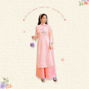 Sumire Store Áo dài linen Thêu tay Nguyệt Hoa